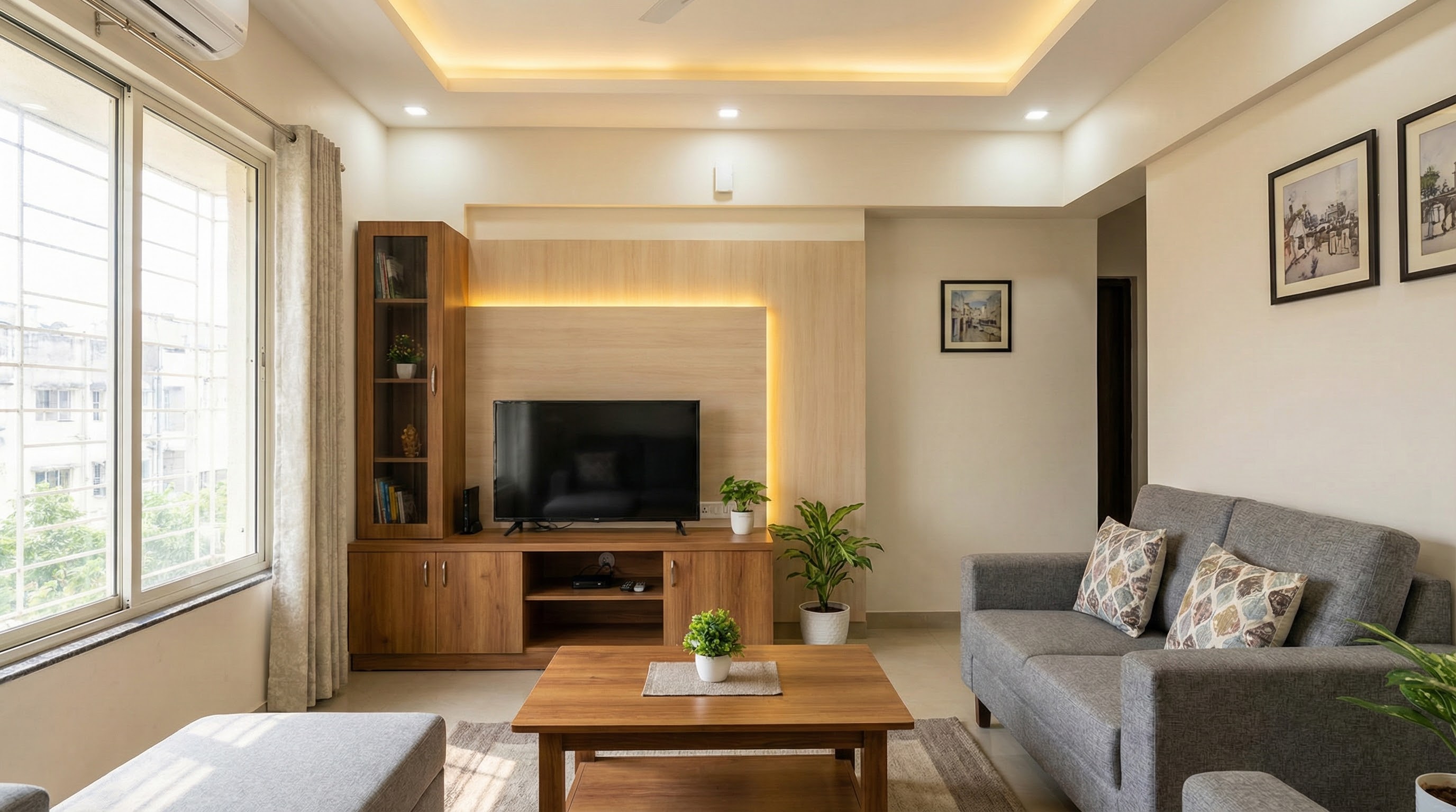 Living room interior design cost for 2 BHK flat in Kolkata